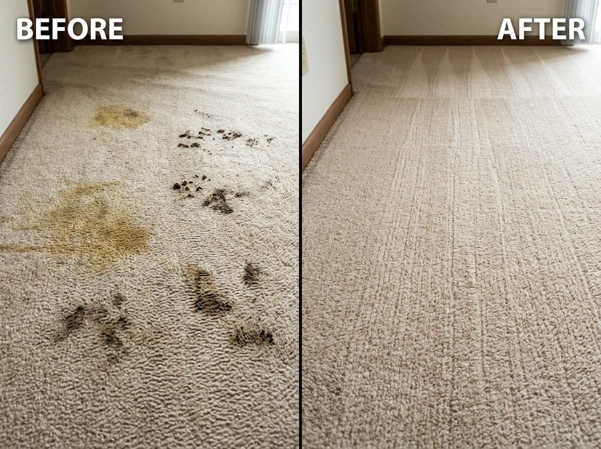 Pet stain and urine soil extraction before and after restoration